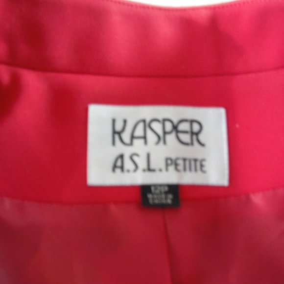 Kasper ASL Women's RED Blazer Jacket Polyester Size 12 Petite Longs Sleeve - Picture 2 of 14